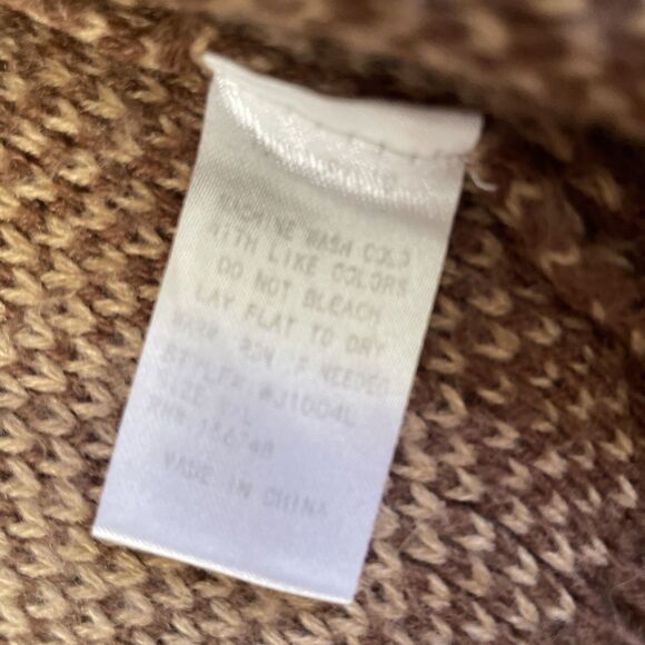 HEIMISH Womens Brown Plaid Open Duster Cardigan Heavy M/L Oversized Sweater Knit - Picture 4 of 5